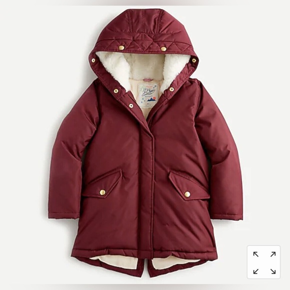 ♥️J Crew Girls' fishtail parka with eco-friendly PrimaLoft in Burgundy Red - Picture 3 of 7